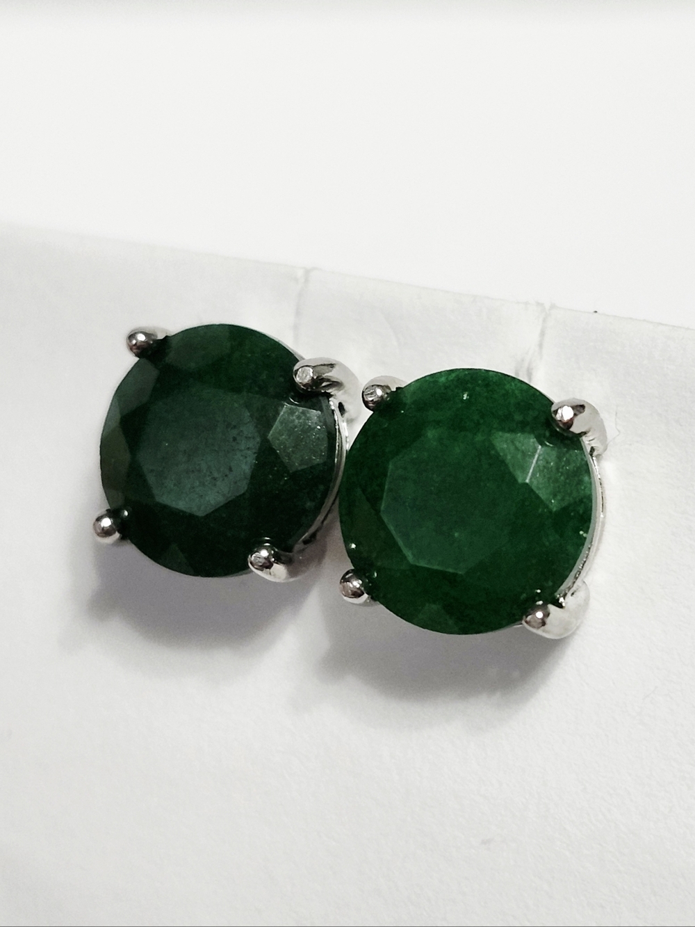 4.00ct Emerald Solitaire Sterling Silver Stud Earrings NEW